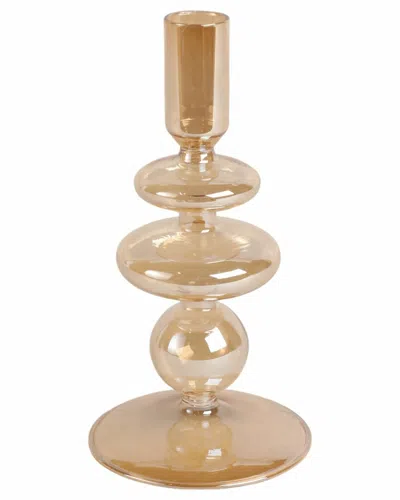 Sagebrook Home 7in Vintage Glass Taper Candle Holder In Gold