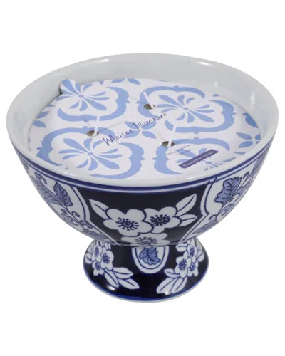 Sagebrook Home 8 24 oz Plumeria Chinoiserie Candle In Blue