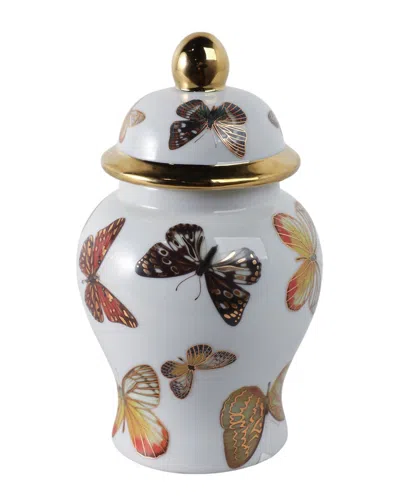 Sagebrook Home 8in Butterflies Temple Jar In Multi