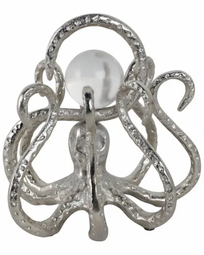 Sagebrook Home 8in Octopus With Acrylic Ball In Silver