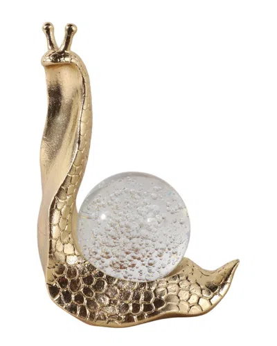 Sagebrook Home 8in Snail With Glass Ball In Gold