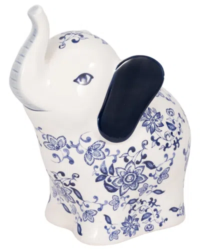 Sagebrook Home 8in Trunk Up Chinoiserie Elephant In Blue