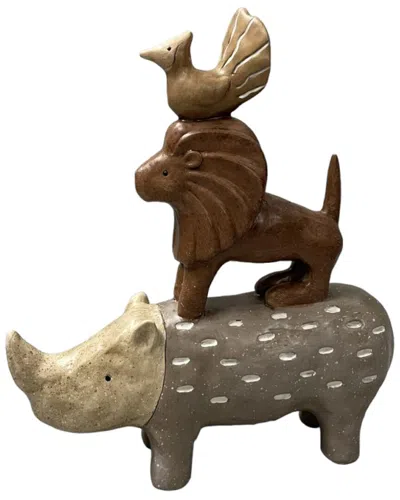 Sagebrook Home 9in Animal Pyramid In Multicolor