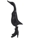 Sagebrook Home Bamboo 20in Duck In Rainboots Figure In Black