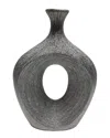 Sagebrook Home Beaded Oval Vase In Silver