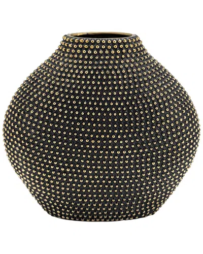 Sagebrook Home Ceramic 16in Beaded Vase In Black