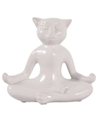 Sagebrook Home Ceramic 7in Yoga Cat In Pink