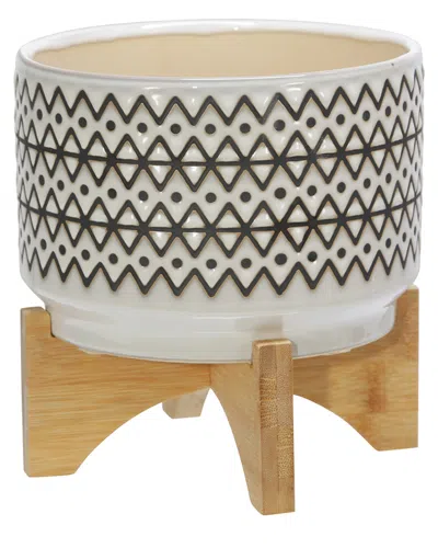 Sagebrook Home Ceramic Abstract Planter In Ivory