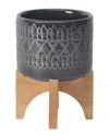 Sagebrook Home Ceramic Aztec Planter In Black