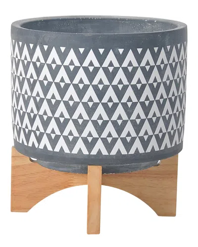 Sagebrook Home Ceramic Aztec Planter In Gray