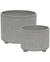 Sagebrook Home Ceramic Diamond Footed Planter Set In Gray