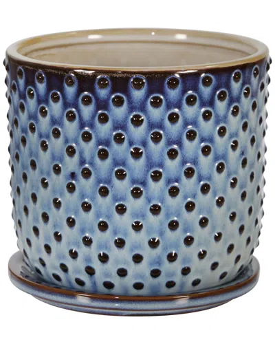 Sagebrook Home Ceramic Dotted Planter In Blue