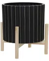 Sagebrook Home Ceramic Fluted Planter In Black