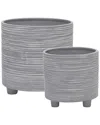 Sagebrook Home Ceramic Footed Planter Set In Ivory