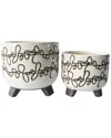 Sagebrook Home Ceramic Scribbled Footed Planter In White