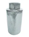 Sagebrook Home Ceramic Jar In Silver