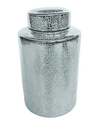Sagebrook Home Ceramic Jar In Silver