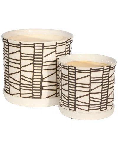 Sagebrook Home Ceramic Planter Set In Neutral