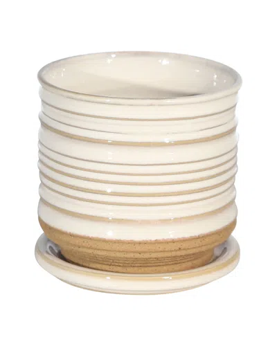 Sagebrook Home Ceramic Planter In White