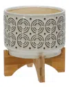 Sagebrook Home Ceramic Swirl Planter In Ivory