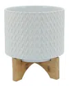 Sagebrook Home Chevron Planter With Stand In White