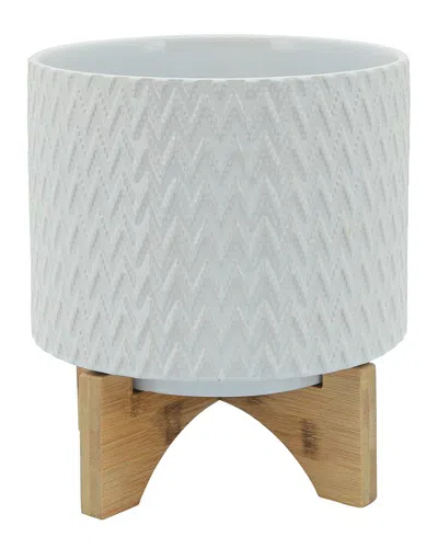 SAGEBROOK HOME SAGEBROOK HOME CHEVRON PLANTER WITH STAND