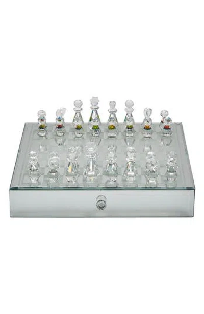 Sagebrook Home Crystal Piece Mirrored Chess Board Set In Gray