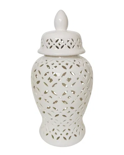 Sagebrook Home Cut-out Daisies Temple Jar In White