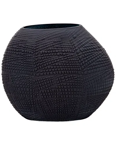 Sagebrook Home Glass 10in Textured Vase In Black