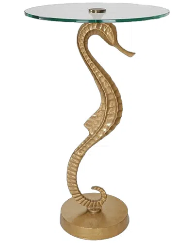 Sagebrook Home Glass 25in Seahorse Side Table In Gold