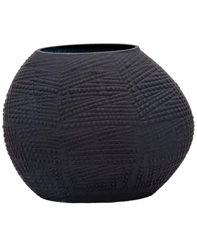 Sagebrook Home Glass 8in Textured Vase In Black