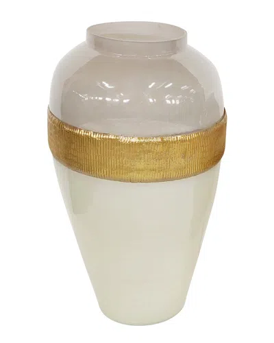 Sagebrook Home Glass Ginger Vase In White