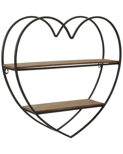 Sagebrook Home Metal Wood Tier Heart Wall Shelf In Black