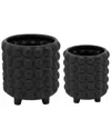 Sagebrook Home Set Of 2 6/8in Bubble Planters In Black