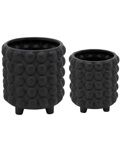 Sagebrook Home Set Of 2 6/8in Bubble Planters In Black