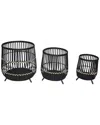 Sagebrook Home Set Of 2 Bamboo Footed Planters In Black