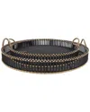 Sagebrook Home Set Of 2 Bamboo Round Trays In Black