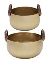 Sagebrook Home Set Of 2 Bowls With Handles In Gold