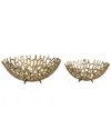 Sagebrook Home Set Of 2 Cut-out Trays In Gold