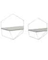 Sagebrook Home Set Of 2 Hexagon Wall Shelves In White