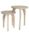 Sagebrook Home Set Of 2 Luvis Carved Wood Accent Tables