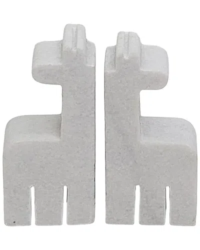 Sagebrook Home Set Of 2 Marble Giraffe Bookends In White