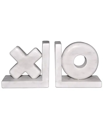 Sagebrook Home Set Of 2 Marble X&o Bookends In White