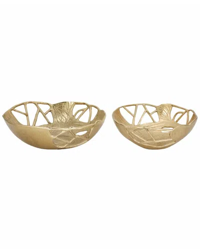 Sagebrook Home Set Of 2 Marilyn Gold Bowls In Brown