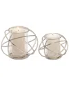 Sagebrook Home Set Of 2 Orb Candle Holders In Silver