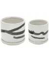 Sagebrook Home Set Of 2 Painted Planters With Saucers In White