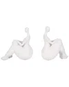 Sagebrook Home Set Of 2 Sitting Ladies Bookends In White