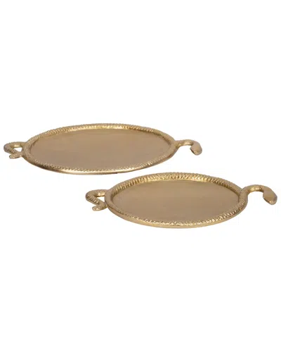 Sagebrook Home Set Of 2 Snake Border Round Trays In Gold