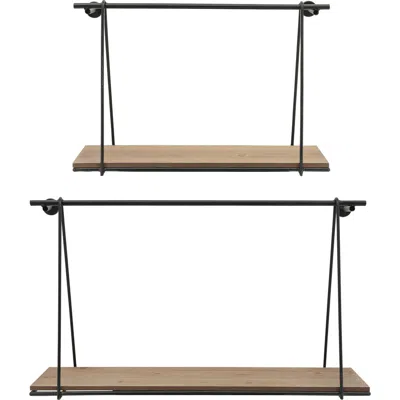 Sagebrook Home Set Of 2 Swing Wall Shelves In Brown