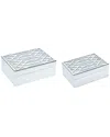 Sagebrook Home Set Of 2 White & Silver Boxes